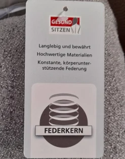 Ecksofa 50021 Stoff Ebba Quarz Grau Fuß Schwarz mit Kopfteilverstellung