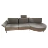 Ecksofa 4530 Stoff JAB 13723 Aqua Grau Metallkufe Schwarz Matt Mit Kopfstütze XL
