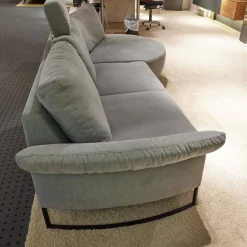 Ecksofa 4530 Stoff JAB 13723 Aqua Grau Metallkufe Schwarz Matt Mit Kopfstütze XL