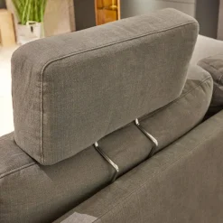 Ecksofa 4530 Stoff JAB 13723 Aqua Grau Metallkufe Schwarz Matt Mit Kopfstütze XL