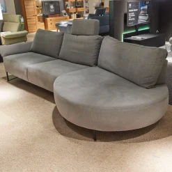 Ecksofa 4530 Stoff JAB 13723 Aqua Grau Metallkufe Schwarz Matt Mit Kopfstütze XL