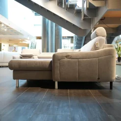 Ecksofa 4305 Stoff Miro Silver Grau Füße Metall Inklusive Kopfstütze