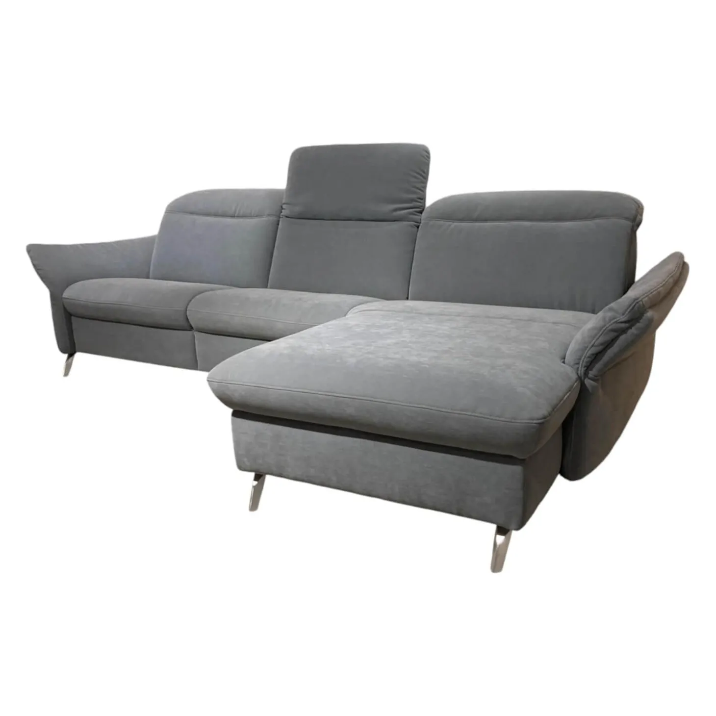 Ecksofa 1065 Stoff Nuvano Navy Blau Mit Verstellbaren Kopf- Und Ammteilen