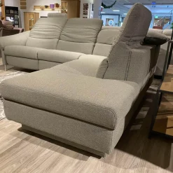 Ecksofa 1924 Stoff Q2 Fashion Rauch Grau Füße Aluminium Mit Elektrischen Verstellungen