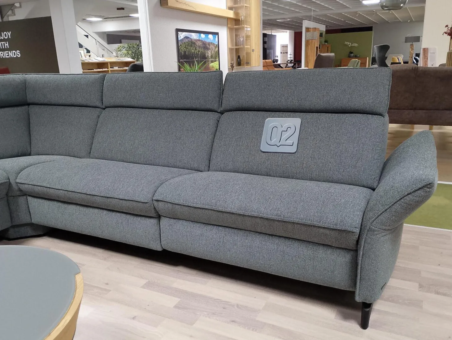 Ecksofa 1926 Stoff Q2 Melange Mare Grau mit Relaxfunktion