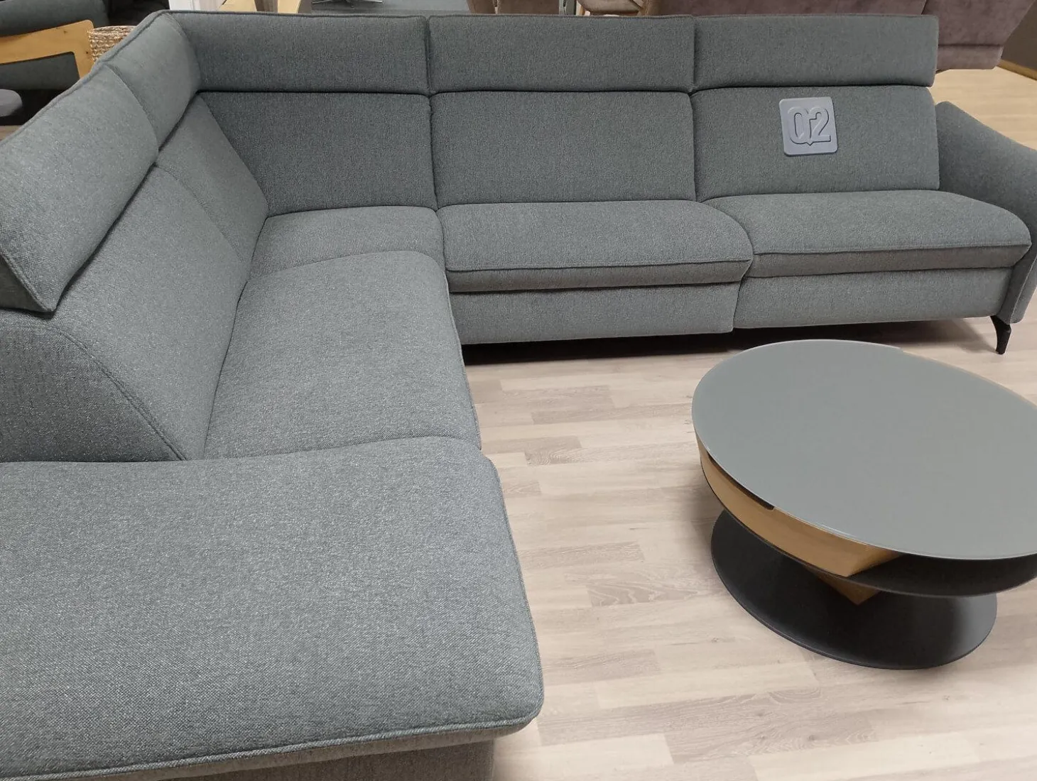 Ecksofa 1926 Stoff Q2 Melange Mare Grau mit Relaxfunktion