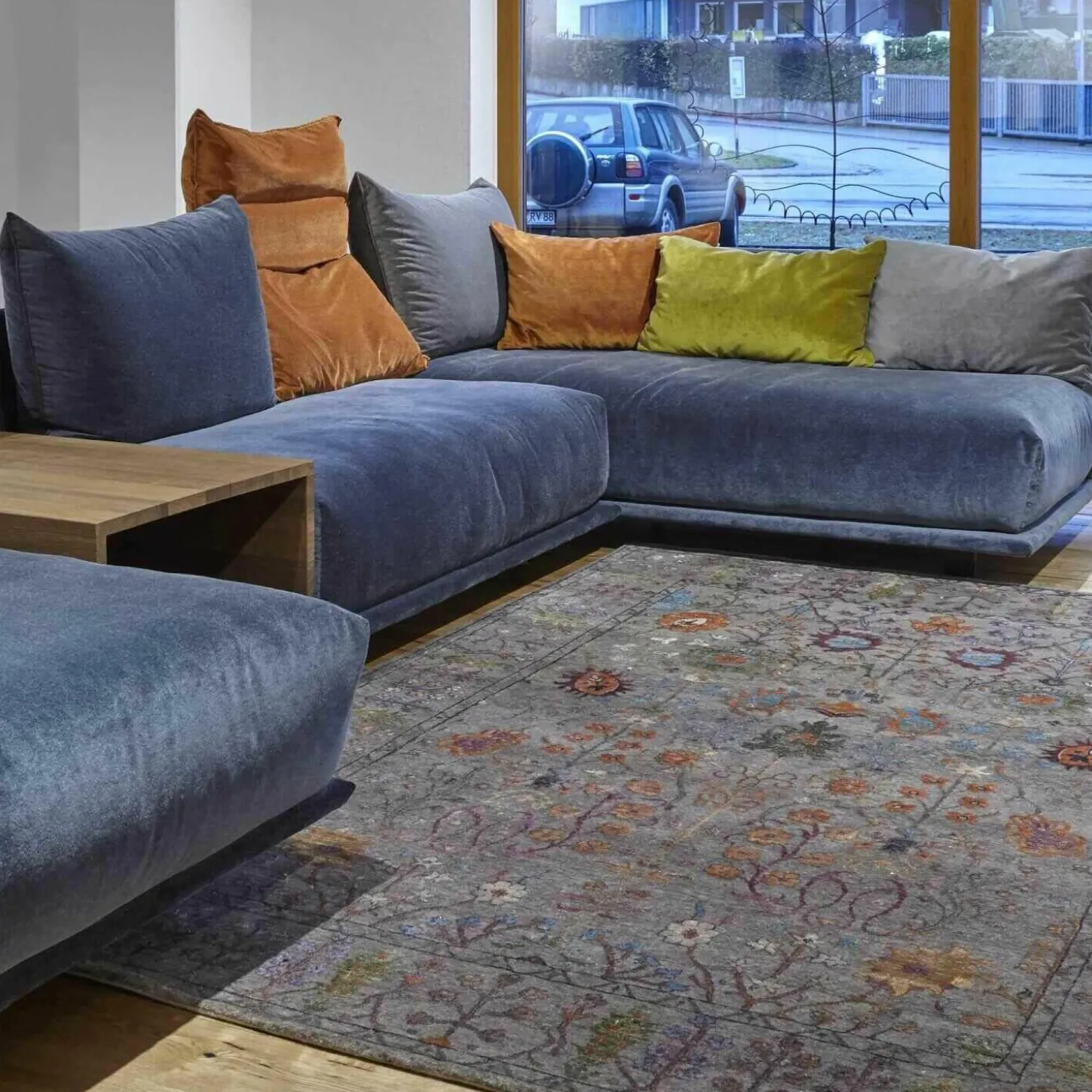 Ecksofa 0118 Stoff Taubenblau