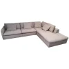 Ecksofa 16000 Stoff Venezia Sky Blue Grau Füße Metall Schwarz