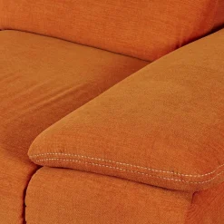 Ecksofa 4300 Stoff Vincent Soft Terra Orange Sichtrahmen Wildeiche Geölt Fuß Metallkufe Edelstahlfarbig Mit Hocker