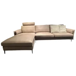 Ecksofa 05550001 XC Leder Touch J Stone Beige Fuß Aluminium