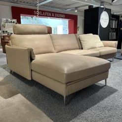 Ecksofa 05550001 XC Leder Touch J Stone Beige Fuß Aluminium