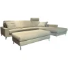 Ecksofa 05550003 XC Stoff 19 Serra 2041 02 Beige Grau Metallfuß 57 Matt Chrom