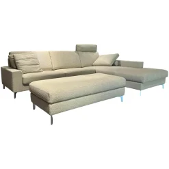 Ecksofa 05550003 XC Stoff 19 Serra 2041 02 Beige Grau Metallfuß 57 Matt Chrom