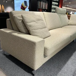 Ecksofa 05550003 XC Stoff 19 Serra 2041 02 Beige Grau Metallfuß 57 Matt Chrom