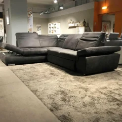 Ecksofa Agent Stoff Saddle Anthrazit mit Verstellfunktionen und Stauraum