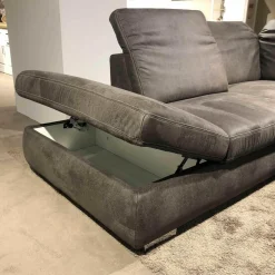 Ecksofa Agent Stoff Saddle Anthrazit mit Verstellfunktionen und Stauraum