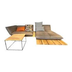 Ecksofa Akito Leder Rhino Elefant 2399 63 Braun Grau Plattform Wildeiche Füße Stahl Schwarz Pulverbeschichtet