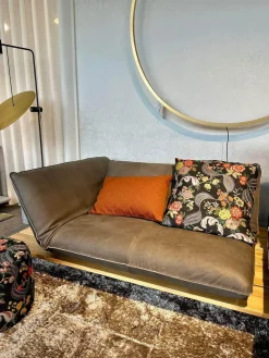 Ecksofa Akito Leder Rhino Elefant 2399 63 Braun Grau Plattform Wildeiche Füße Stahl Schwarz Pulverbeschichtet