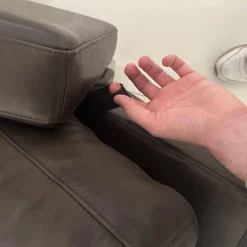 Ecksofa Alba System M Leder 5669 0020 Lama Braun Winkelfuß Verchromt Glänzend Mit Kopfstützenbügel