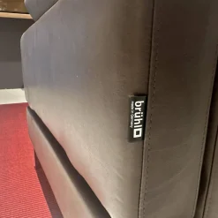 Ecksofa Alba System M Leder 5669 0020 Lama Braun Winkelfuß Verchromt Glänzend Mit Kopfstützenbügel