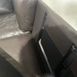 Ecksofa Alba System M Leder 5669 0020 Lama Braun Winkelfuß Verchromt Glänzend Mit Kopfstützenbügel