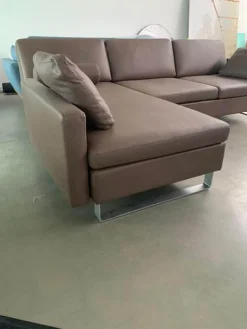 Ecksofa Alba System M Leder Pearl 85 Schlammgrau