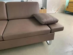 Ecksofa Alba System M Leder Pearl 85 Schlammgrau