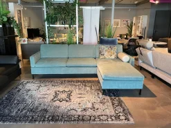 Ecksofa Alba System M Stoff 2813 32 Grün Blau Winkelfuß Schwarz Mit Kopfstützbügel Und Kissen