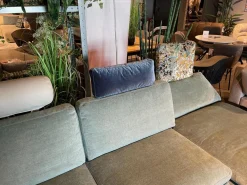 Ecksofa Alba System M Stoff 2813 32 Grün Blau Winkelfuß Schwarz Mit Kopfstützbügel Und Kissen