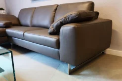 Ecksofa Alexx Leder Longlife Xtra 95 Graphit Grau Metallfuß F7T Chrom Mit Kissen Und Kopfstütze