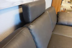 Ecksofa Alexx Leder Longlife Xtra 95 Graphit Grau Metallfuß F7T Chrom Mit Kissen Und Kopfstütze