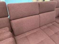 Ecksofa Alicante Stoff Portofino Bordeaux Rot Füße Metall Chrom Mit Schlaffunktion Und Nierenkissen