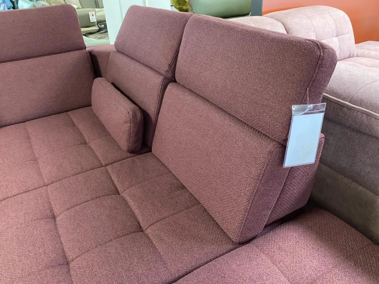 Ecksofa Alicante Stoff Portofino Bordeaux Rot Füße Metall Chrom Mit Schlaffunktion Und Nierenkissen
