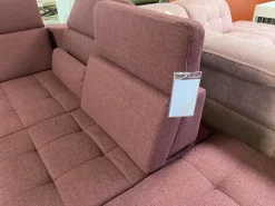 Ecksofa Alicante Stoff Portofino Bordeaux Rot Füße Metall Chrom Mit Schlaffunktion Und Nierenkissen
