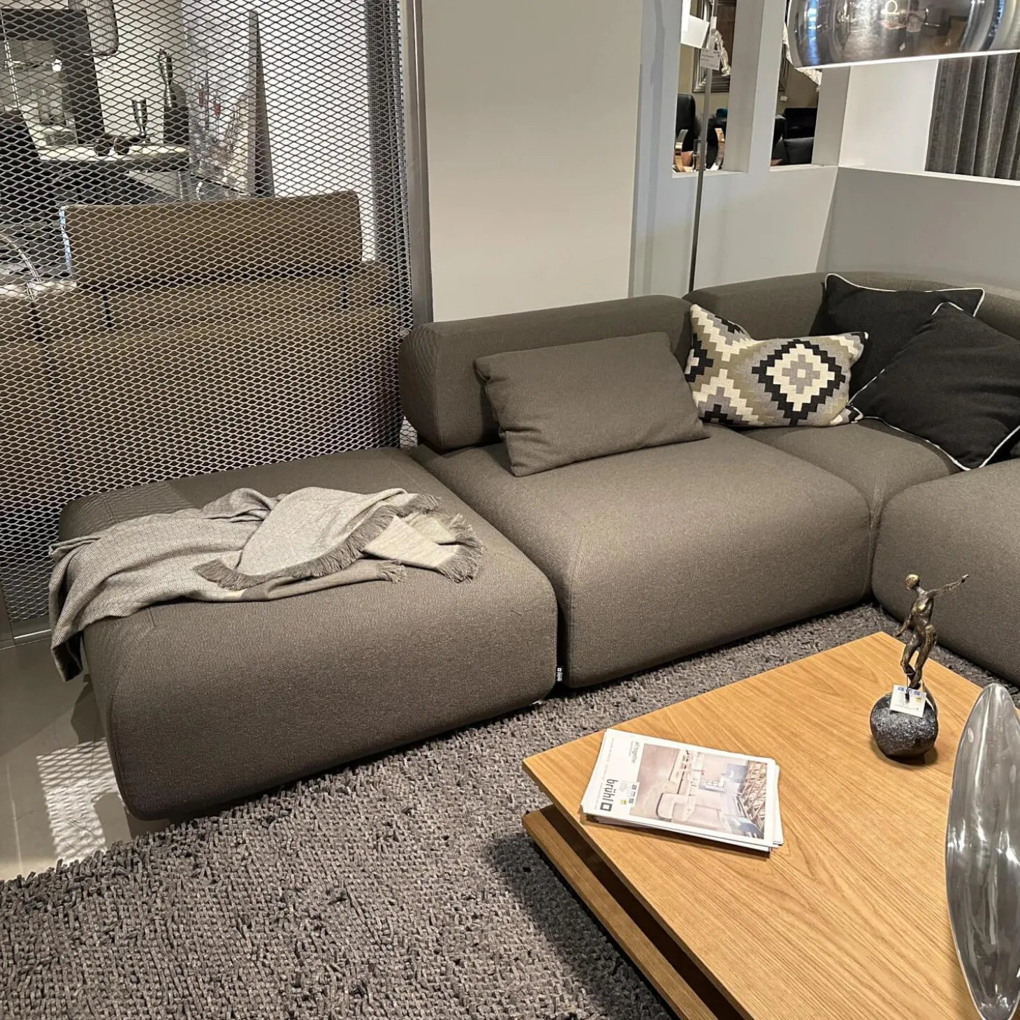 Ecksofa All Together 73620 Stoff 3677 95 Grau Inklusive Kissen Und Hocker