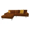 Ecksofa Amber Stoff 44 0050 Orange Füße Verchromt mit 5 Kissen