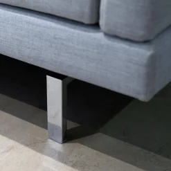 Ecksofa Amber Stoff Kvadrat Canvas 2 124 Hellgrau Kufe Chrom Glänzend Inklusive 6 Kissen Mit Verstellbarem Rücken