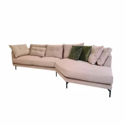 Ecksofa Anesa Stoff Berga Pink 1700 Füße Metall Schwarz