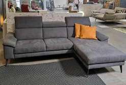 Ecksofa Anna-B Stoff Deluxe Steel 44 Grau Füße Metall Schwarz mit Verstellfunktionen