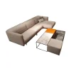 Ecksofa Arloth High Bezug Stoff Plaza 003 Beige Grau Gestell Leder Braun Orange Füße Schwarz Metall Inklusive Poufs Und Couchtische