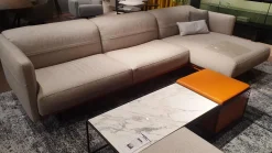 Ecksofa Arloth High Bezug Stoff Plaza 003 Beige Grau Gestell Leder Braun Orange Füße Schwarz Metall Inklusive Poufs Und Couchtische