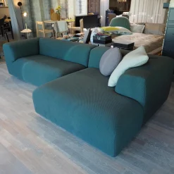 Ecksofa Aztec 2,5-Sitzer Stoff Kvadrat Mosaic 972 Blaugrün