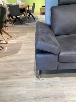 Ecksofa Barolo Stoff Relax 66 Graphite Grau mit 2 Kopfstützen