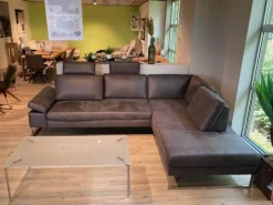 Ecksofa Barolo Stoff Relax 66 Graphite Grau mit 2 Kopfstützen