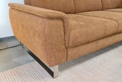 Ecksofa Beach Stoff Activineo Cats 28 Cognac Braun Füße Metall Gebürstet Mit Querschläferfunktion