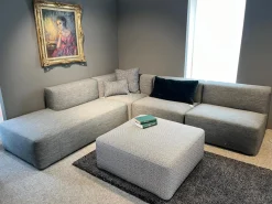 Ecksofa Belt Stoff Gemma Titanio D170 Marine Iron Grau mit Hocker