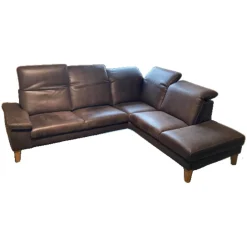 Ecksofa Benson Stoff Relax 123 Espresso Braun Füße Braun Geölt