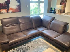 Ecksofa Benson Stoff Relax 123 Espresso Braun Füße Braun Geölt