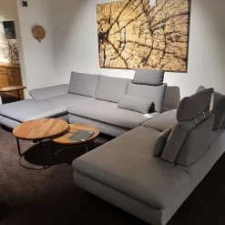 Ecksofa Bergamo Stoff III Grau Winkelfuß Metall Inklusive Kopfstützen Und Sitztiefenverstellung