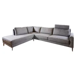 Ecksofa Bern Stoff Sunnyboy CH3031 Grau 096 Füße Metall Diamond Schwarz Matt